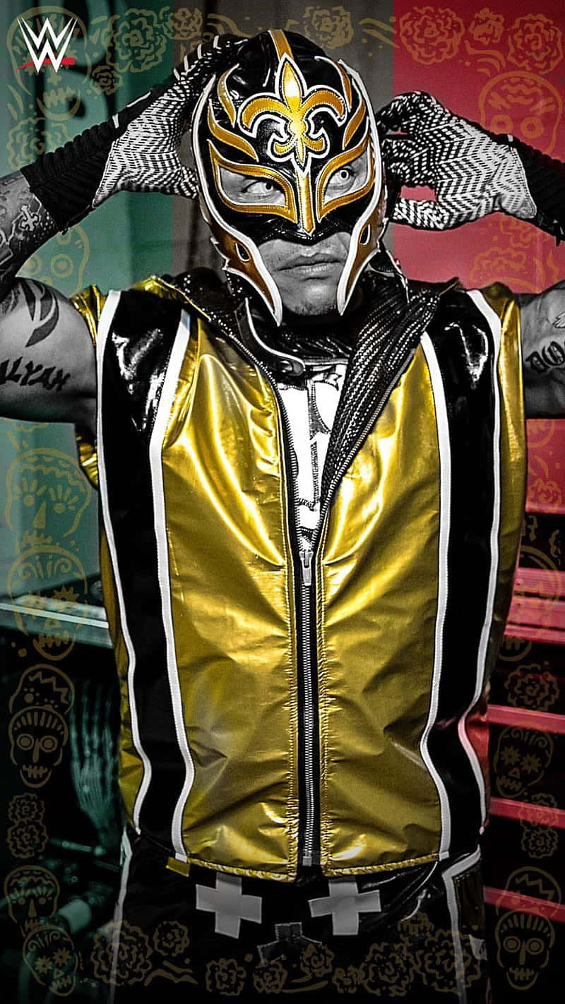 Rey Mysterio, gold and black attire, lucha libre mask, HD Phone Wallpaper
