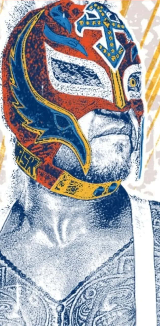 Rey Mysterio, vibrant red blue and gold eagle mask, intricate patterns, HD Phone Wallpaper