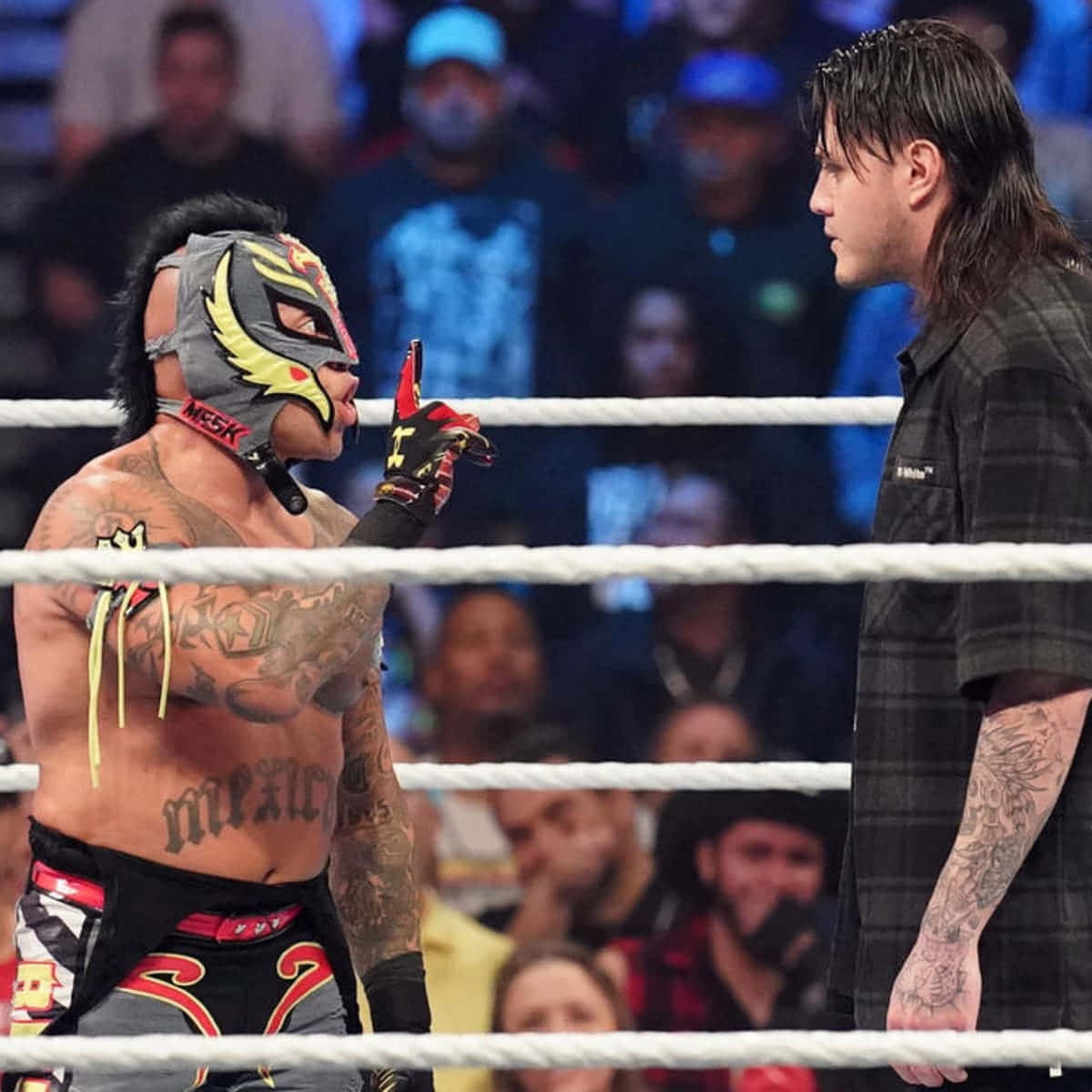 Rey Mysterio, luchador, grey yellow and red mask, SD Desktop Wallpaper