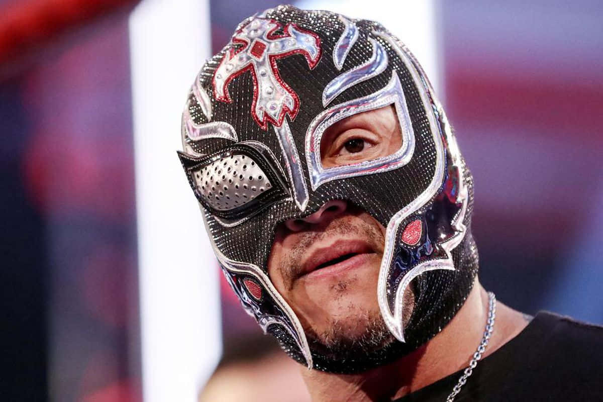 Rey Mysterio, lucha libre mask, black silver and red, SD Desktop Wallpaper