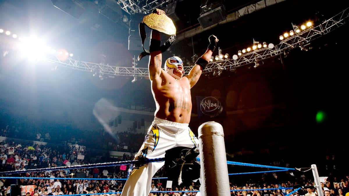Rey Mysterio, championship belt, white trunks, SD Desktop Wallpaper