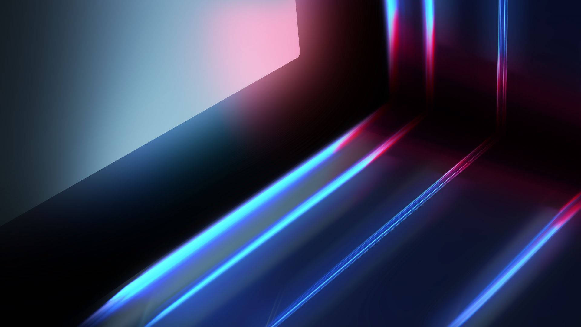 vibrant blue, pink neon light streaks, dark geometric corner, Full HD Desktop Wallpaper