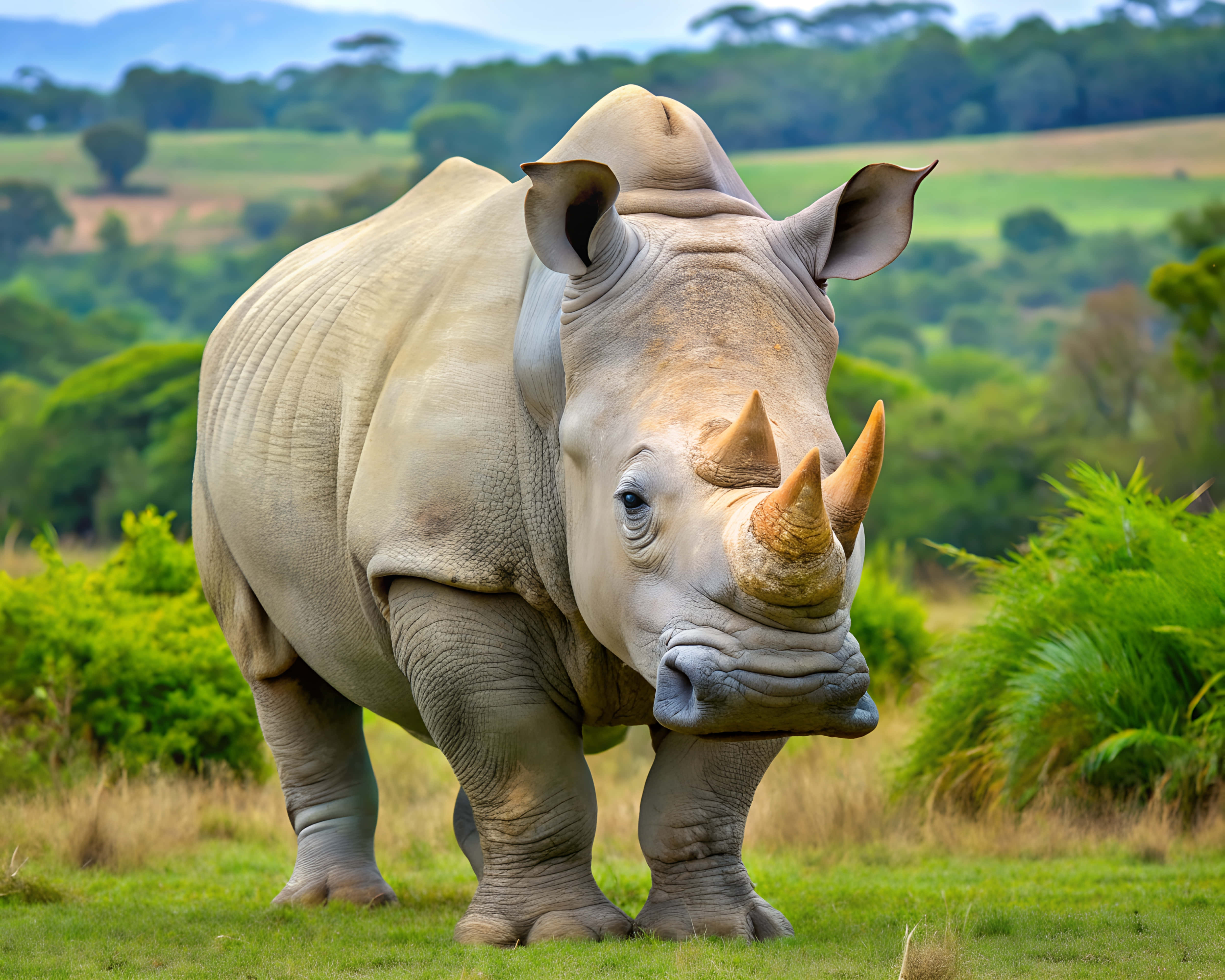 Rhinoceros, white rhino, thick gray skin, 4K Desktop Wallpaper