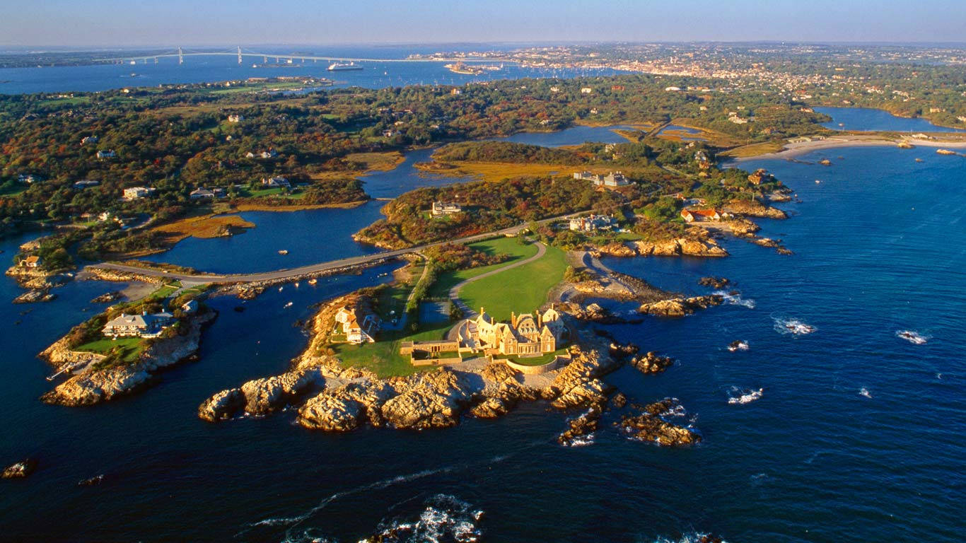 Rhode Island, coastal estate, rocky islands, HD Desktop Wallpaper