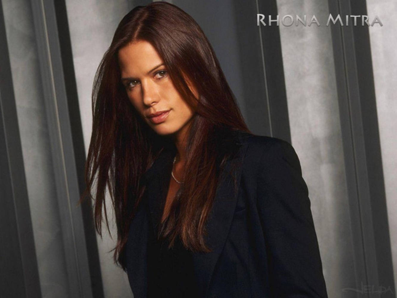 Rhona Mitra, fierce expression, dark blazer, HD Desktop Wallpaper