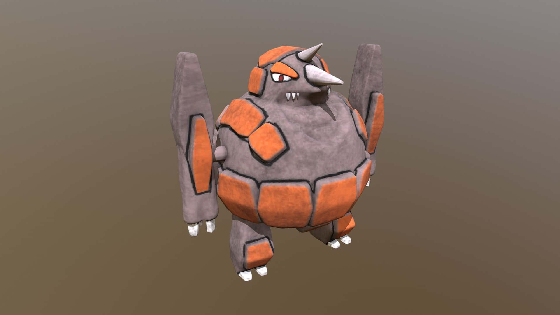 Rhyperior, gray rocky body, orange segmented plates, Full HD Desktop Wallpaper