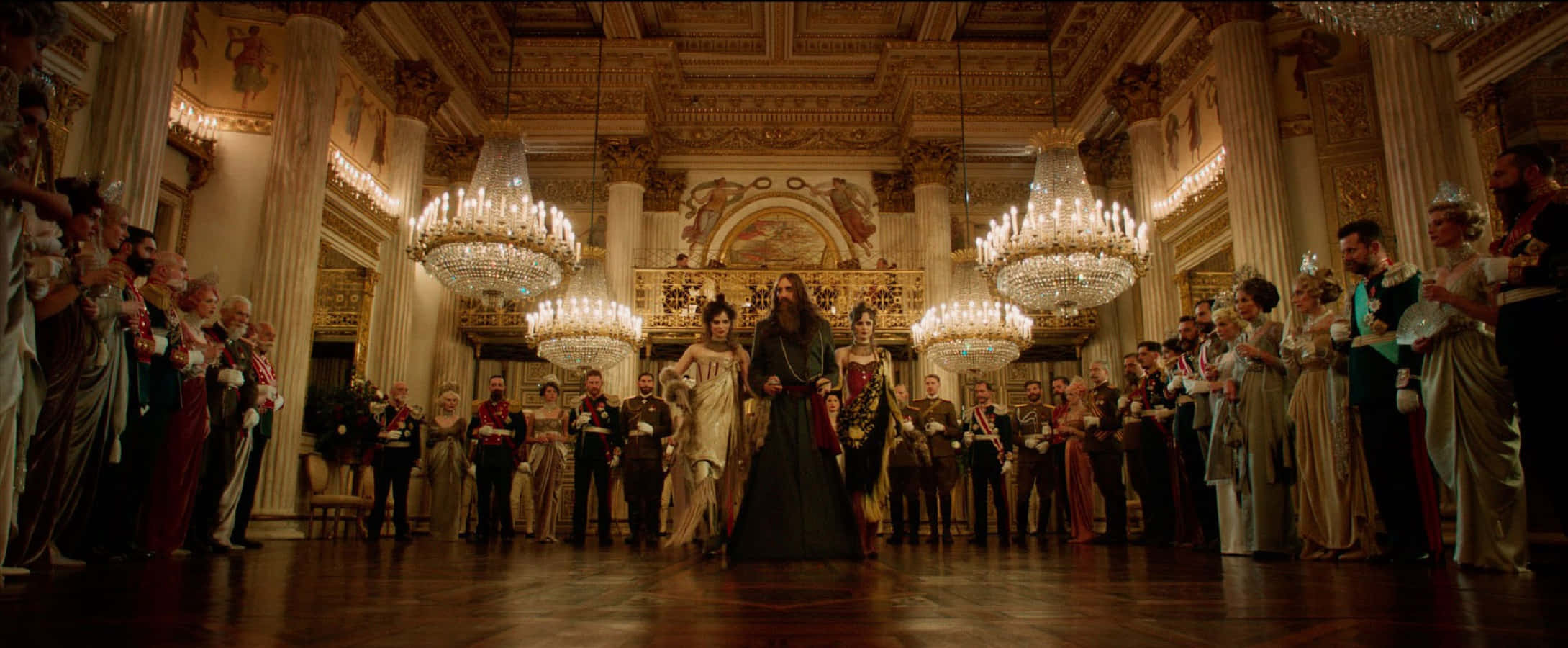 Rhys Ifans, ballroom, chandeliers, Full HD Desktop Wallpaper