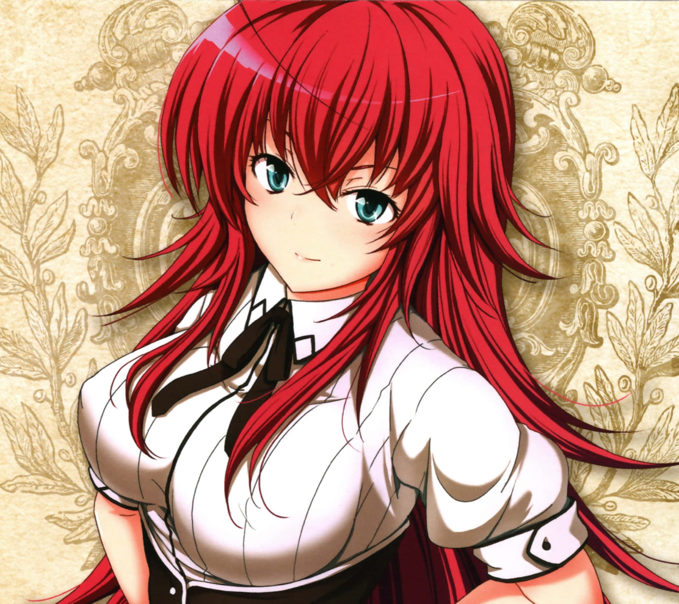 Rias Gremory, fiery red hair, bright blue eyes, Full HD Desktop Wallpaper