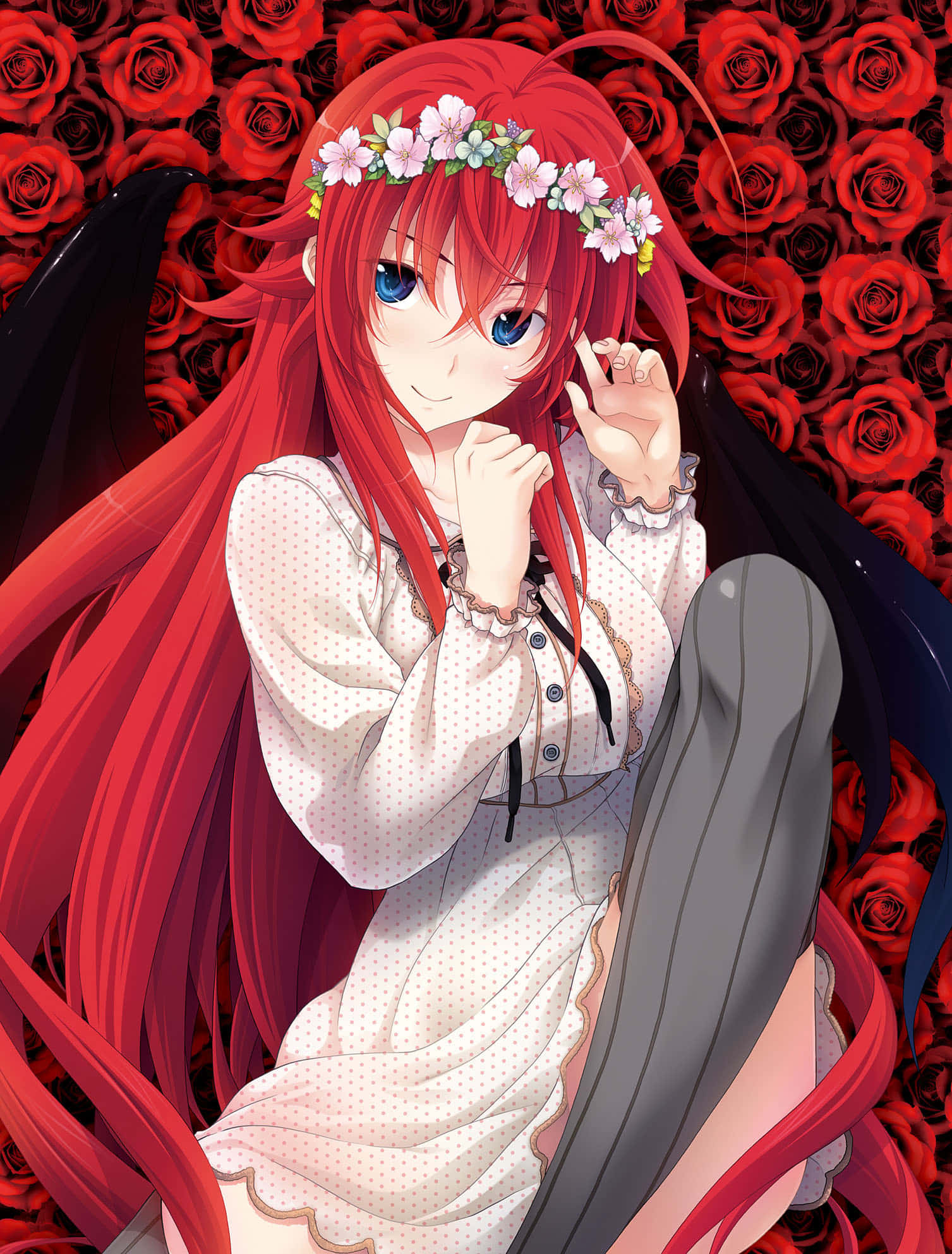 Rias Gremory, long red hair, blue eyes, Full HD Phone Wallpaper