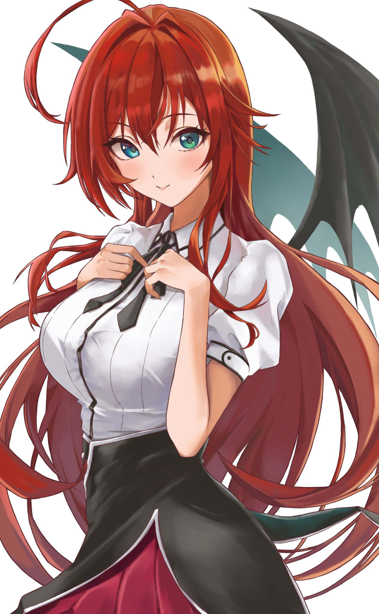 Rias Gremory, fiery red hair, green eyes, Full HD Phone Wallpaper