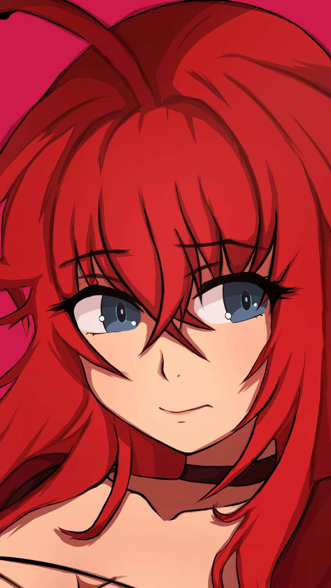 Rias Gremory, vibrant red hair, piercing blue eyes, Full HD Phone Wallpaper