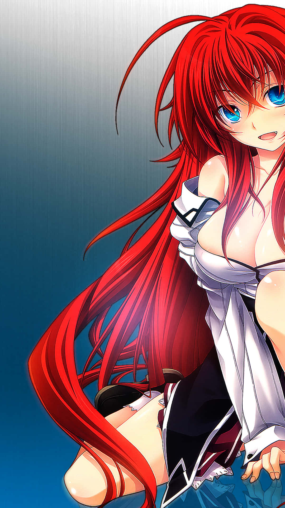 Rias Gremory, long flowing red hair, striking blue eyes, Full HD Phone Wallpaper