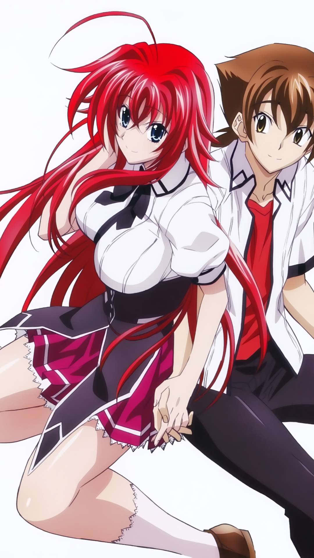 Rias Gremory, crimson-haired, school uniform, Full HD Phone Wallpaper