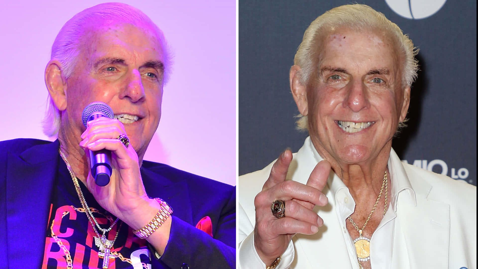 Ric Flair, microphone, purple light, Full HD Desktop Wallpaper