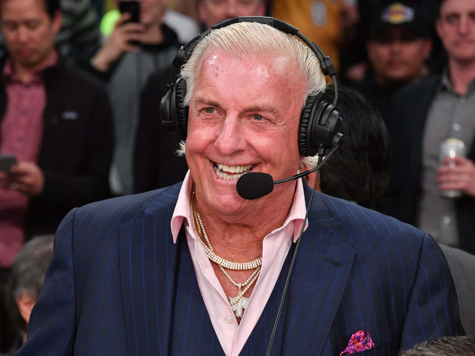 Ric Flair, live telecast, basketball game, HD Desktop Wallpaper