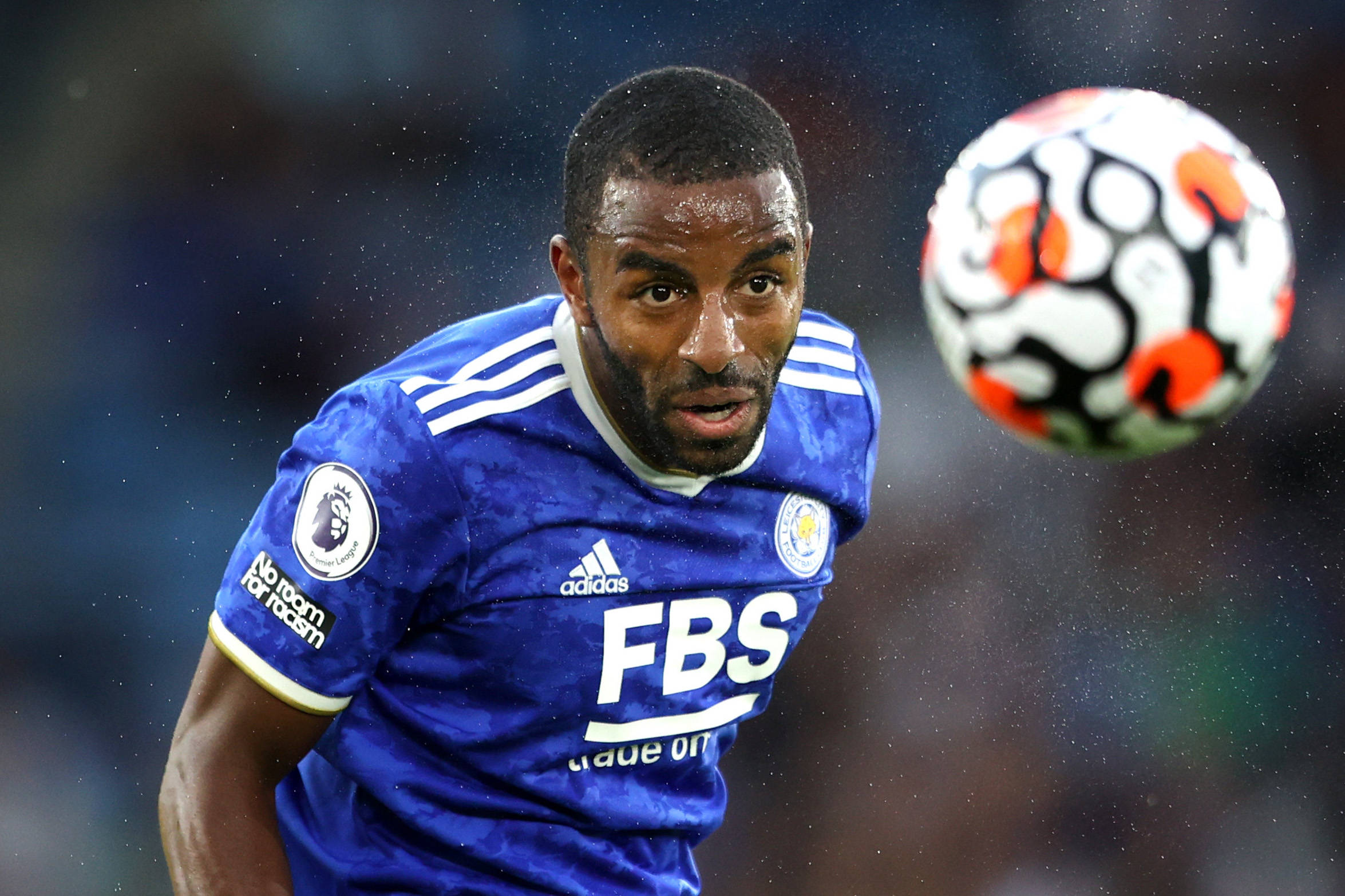 Ricardo Pereira, blue jersey, white orange and black patterned ball, Full HD Desktop Wallpaper