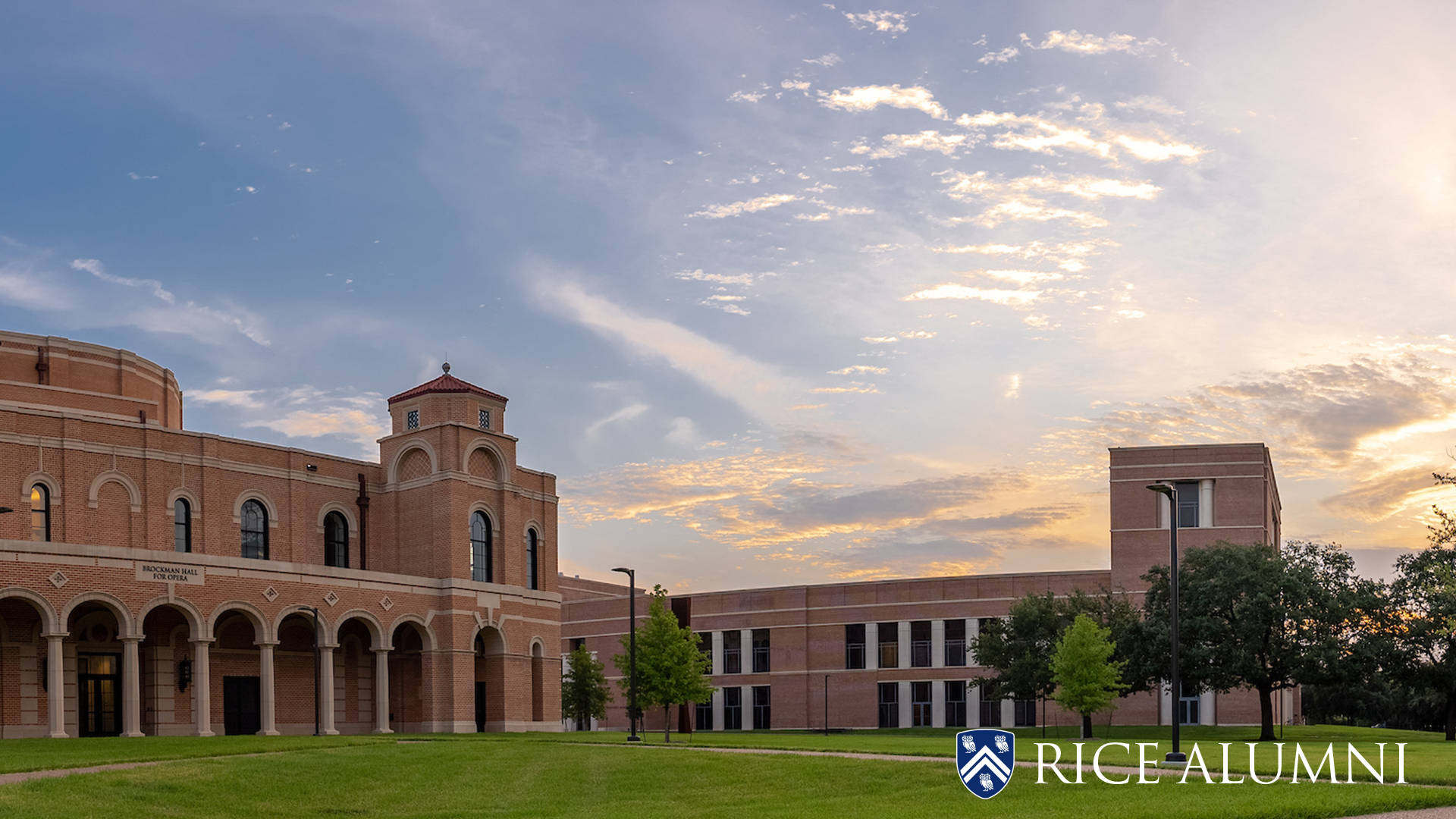 Rice University, brick university building, arched colonnades, Full HD Desktop Wallpaper