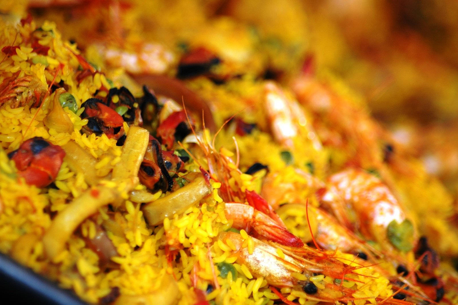 paella, yellow rice, shrimp chorizo, HD Desktop Wallpaper