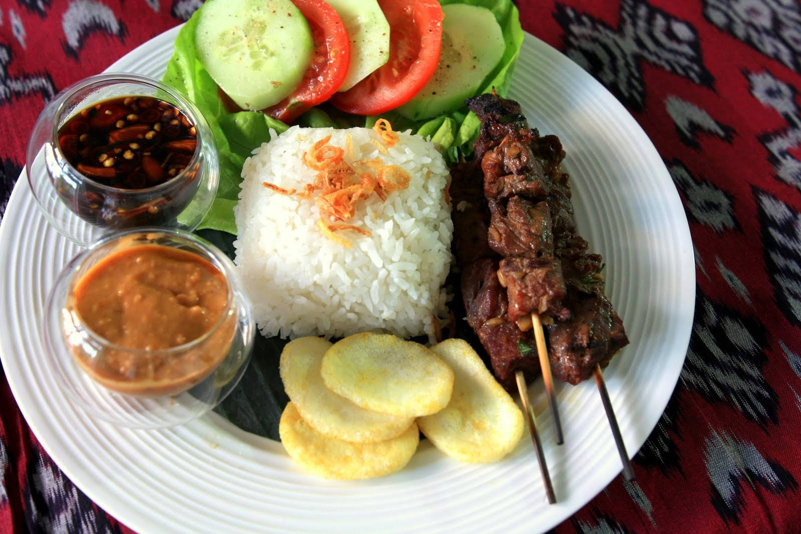 Indonesian satay, rice, cucumber, HD Desktop Wallpaper