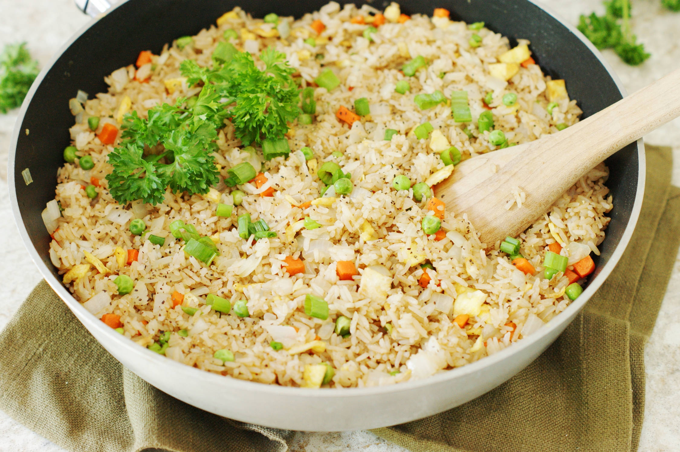 non stick wok, egg fried rice, vegetable fried rice, Full HD Desktop Wallpaper
