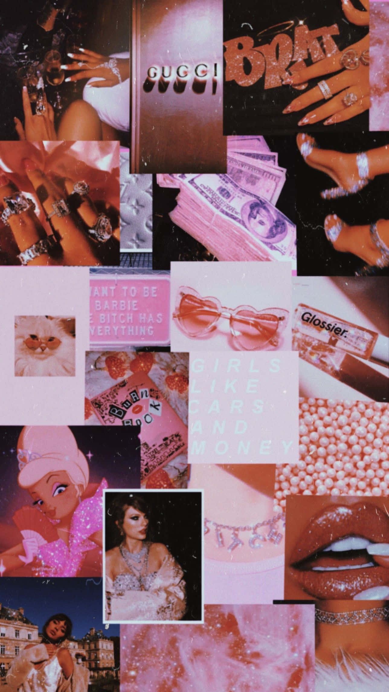 Rich Girl Aesthetic, vibrant pink-toned, luxury brands, Full HD Phone Wallpaper