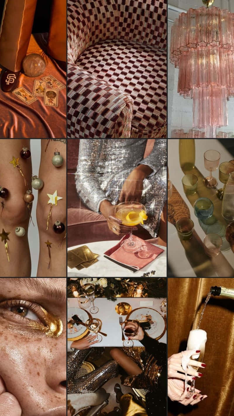 sequined fabrics, gold makeup, champagne flutes, HD Phone Wallpaper