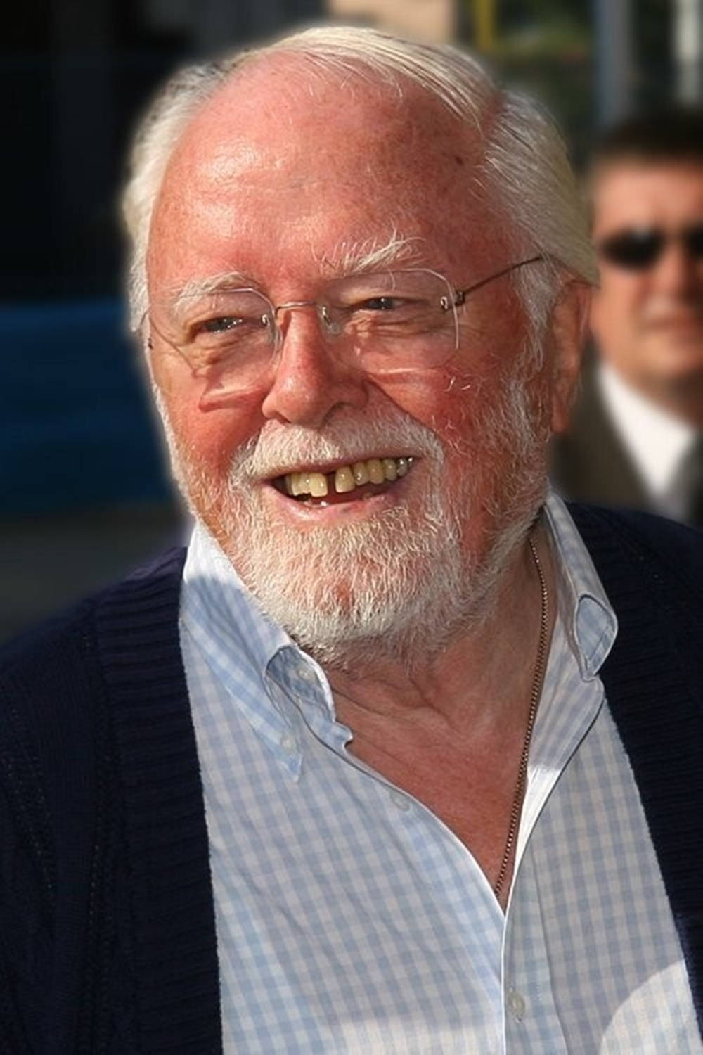 Richard Attenborough, black and white outfit, blue cardigan, HD Phone Wallpaper