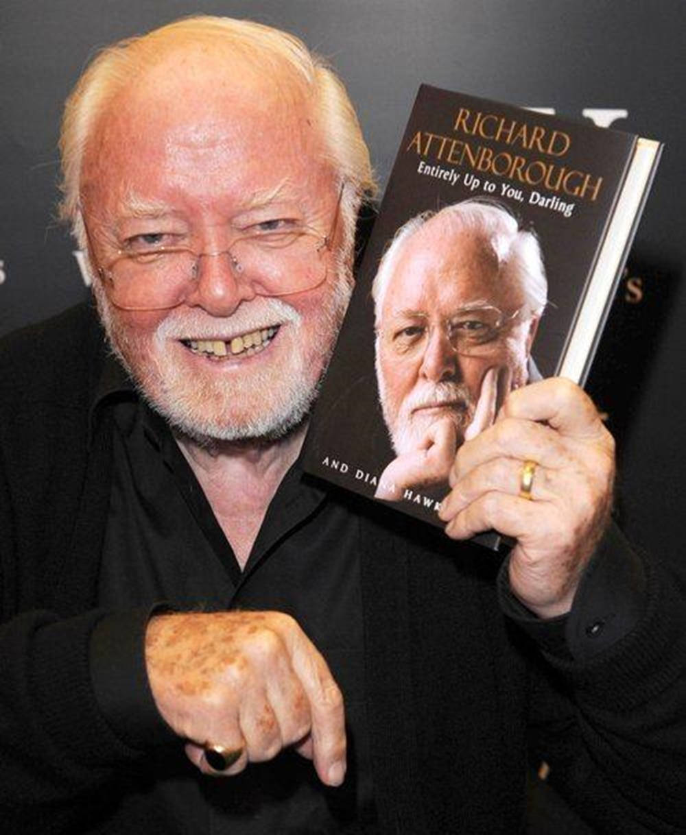 Richard Attenborough, autobiography, dark backdrop, SD Phone Wallpaper