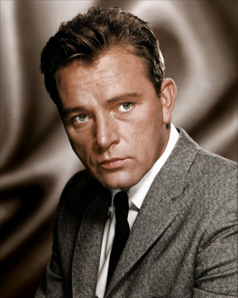 Richard Burton, gray suit, black tie, SD Phone Wallpaper