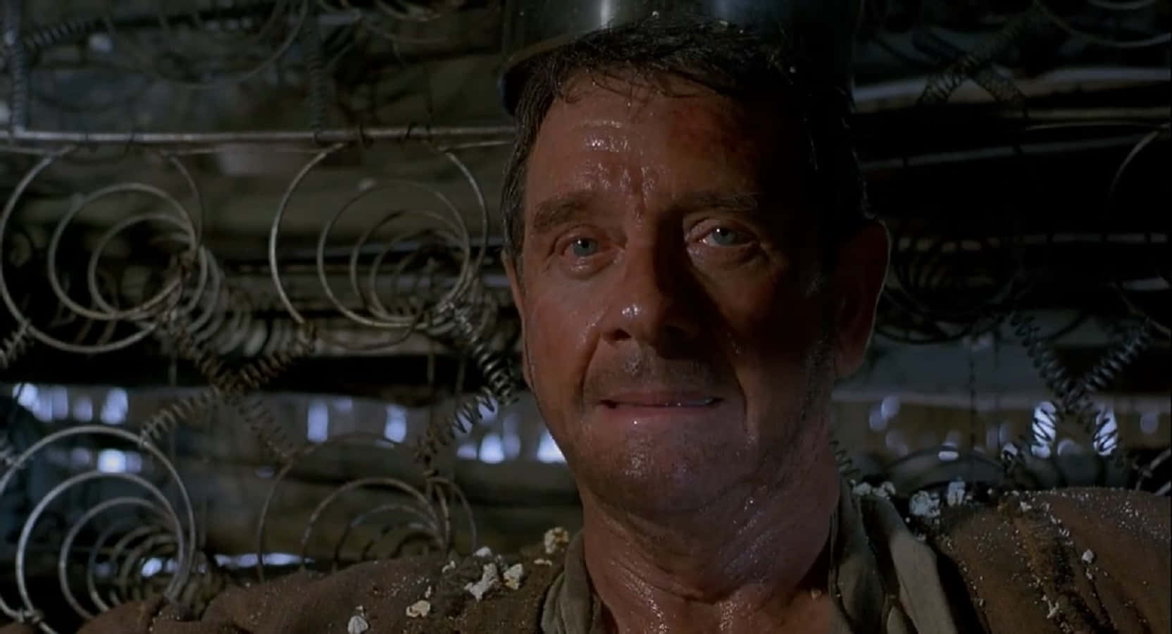 Richard Crenna, helmet, dimly lit industrial setting, HD Desktop Wallpaper
