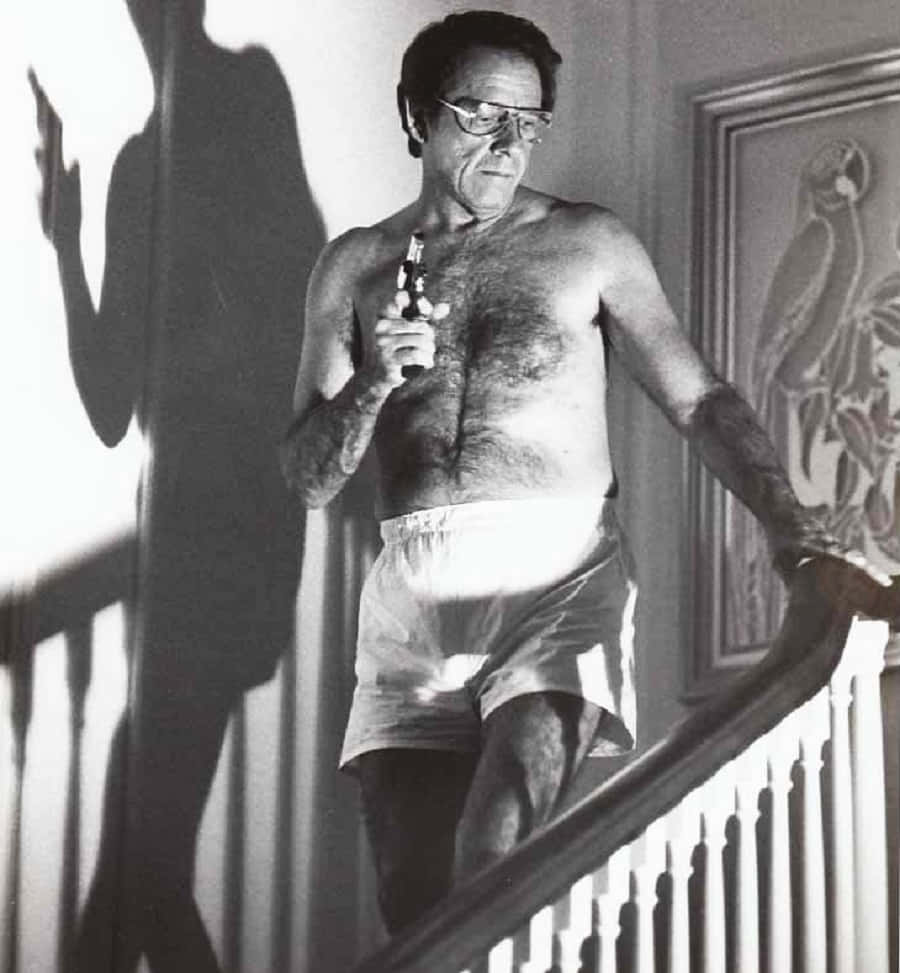 Richard Crenna, staircase, bottle, SD Phone Wallpaper