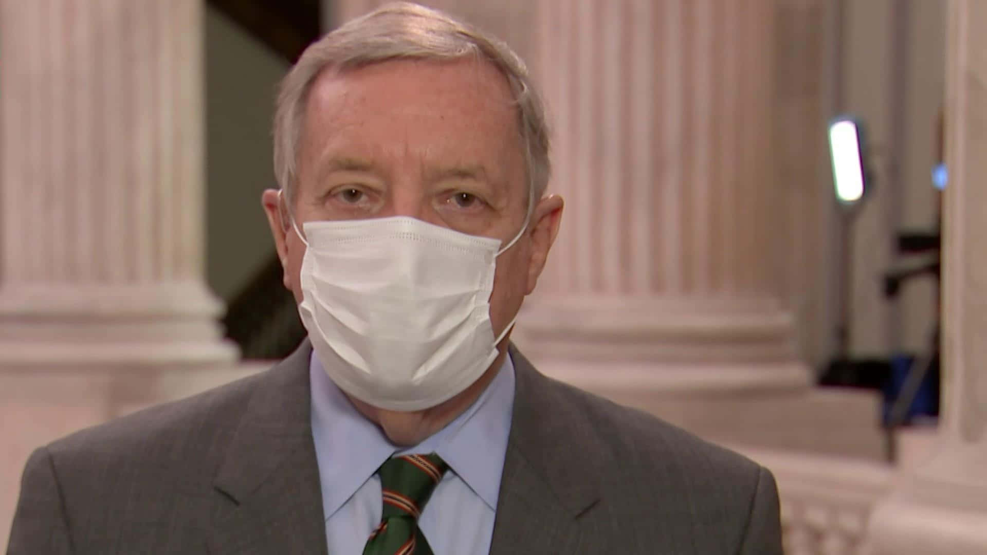 Richard Durbin, face mask, suit and tie, Full HD Desktop Wallpaper