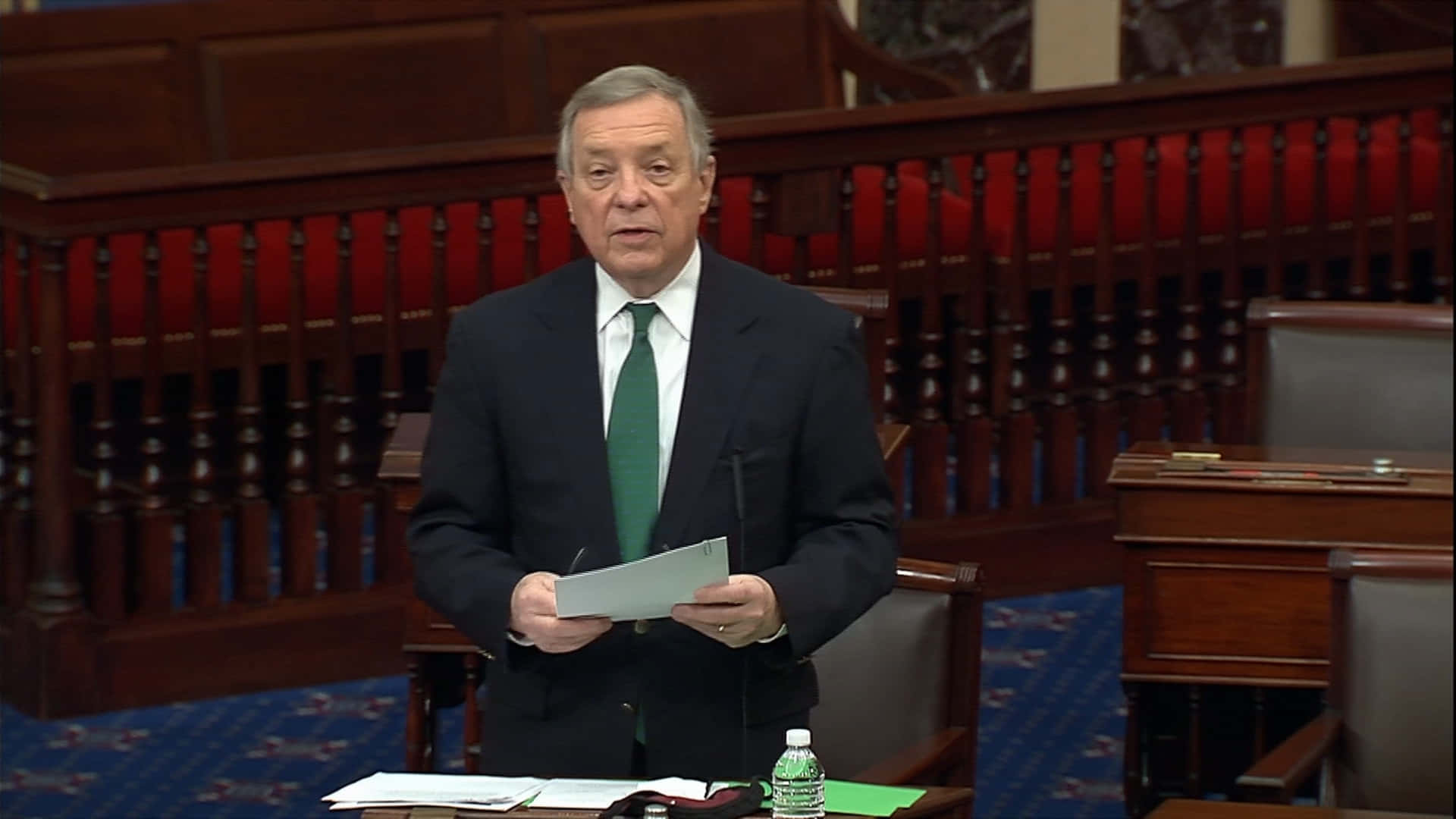 Richard Durbin, dark suit, green tie, Full HD Desktop Wallpaper