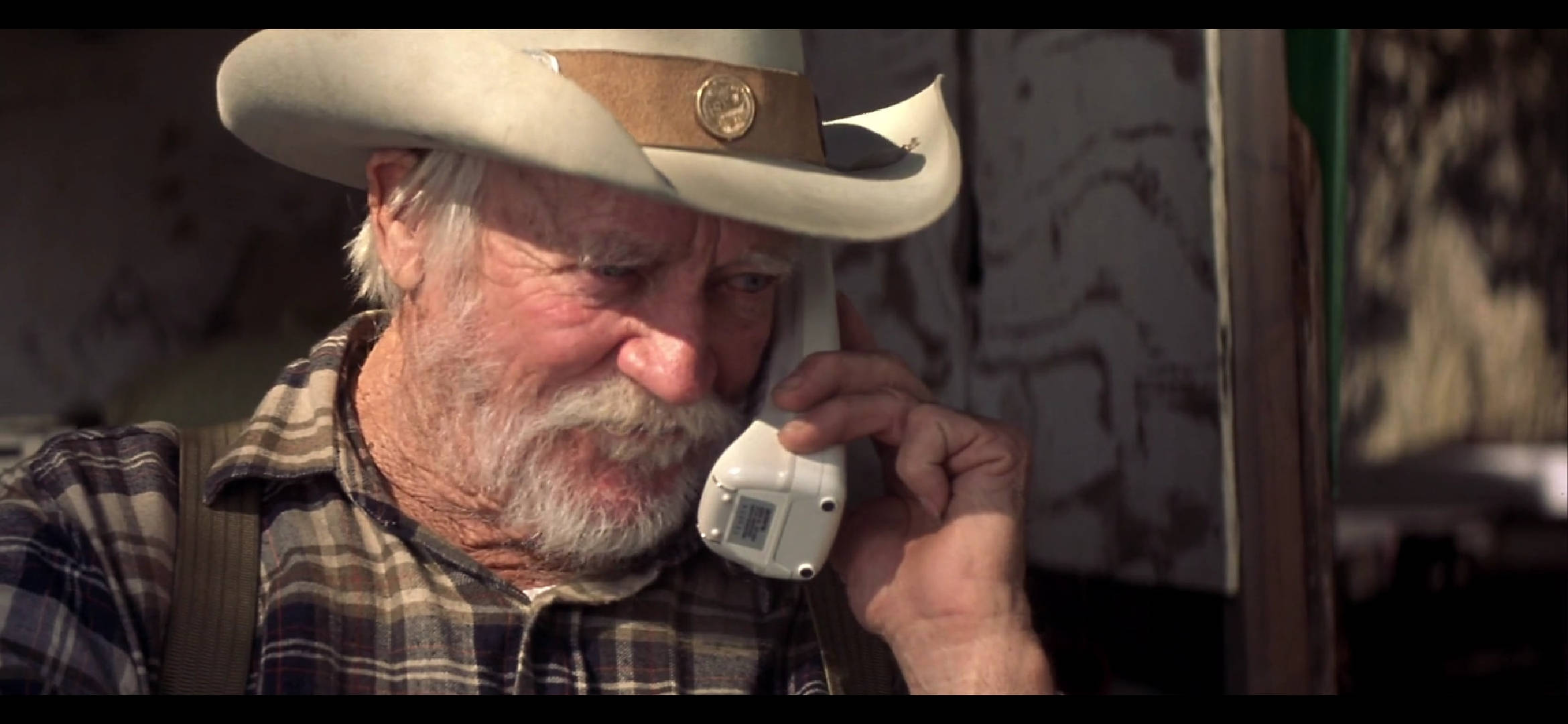Richard Farnsworth, cowboy hat, white cordless phone, Full HD Desktop Wallpaper