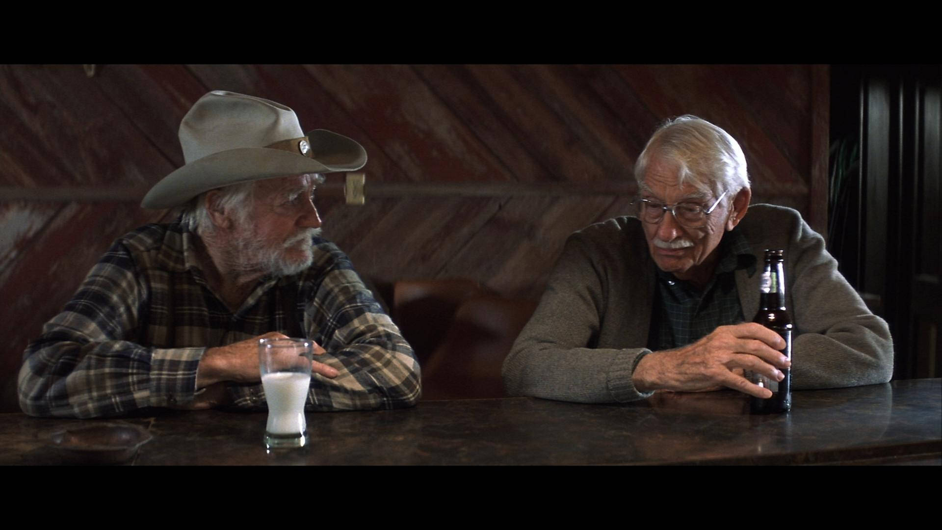 Richard Farnsworth, cowboy hat, wooden bar, Full HD Desktop Wallpaper