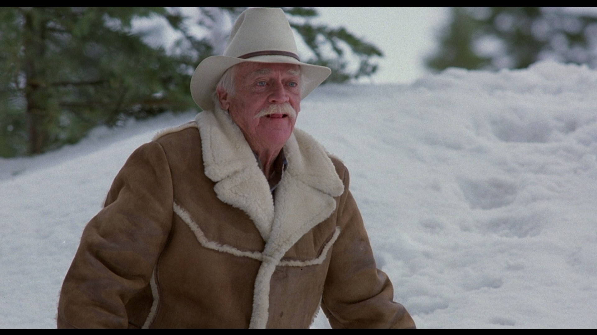 Richard Farnsworth, snowy forest, white mustache, Full HD Desktop Wallpaper