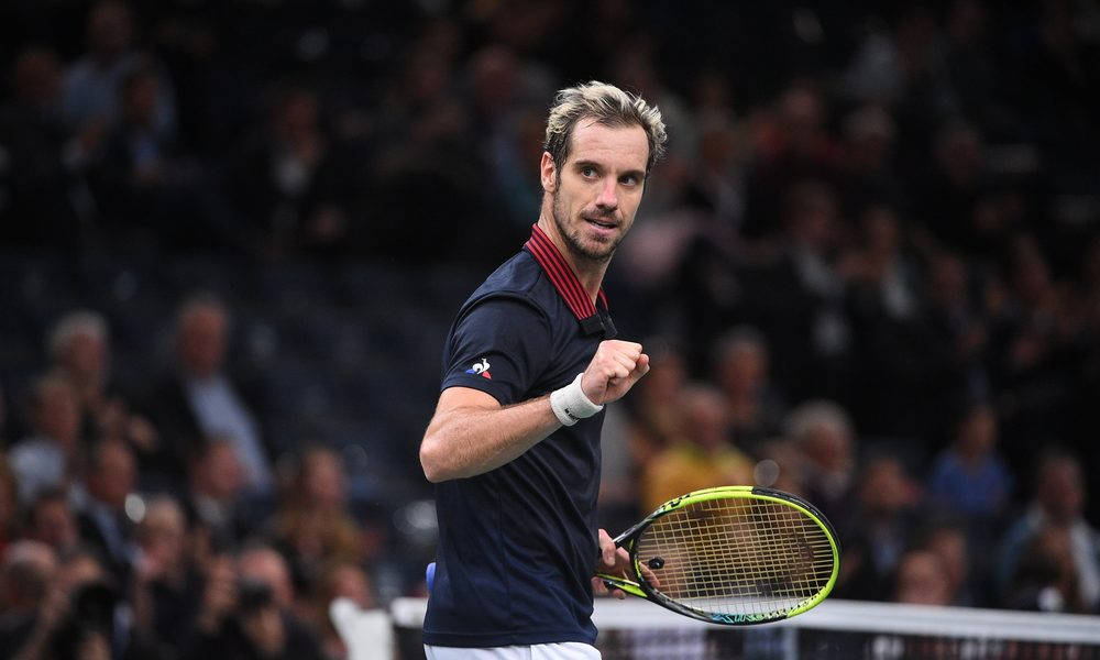 Richard Gasquet, fist pump, dark blue shirt, SD Desktop Wallpaper