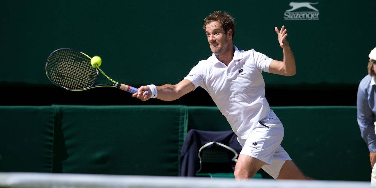Richard Gasquet, white gear, bright yellow ball, SD Desktop Wallpaper