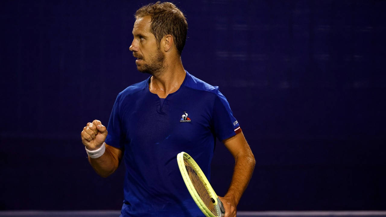 Richard Gasquet, blue shirt, racket, HD Desktop Wallpaper