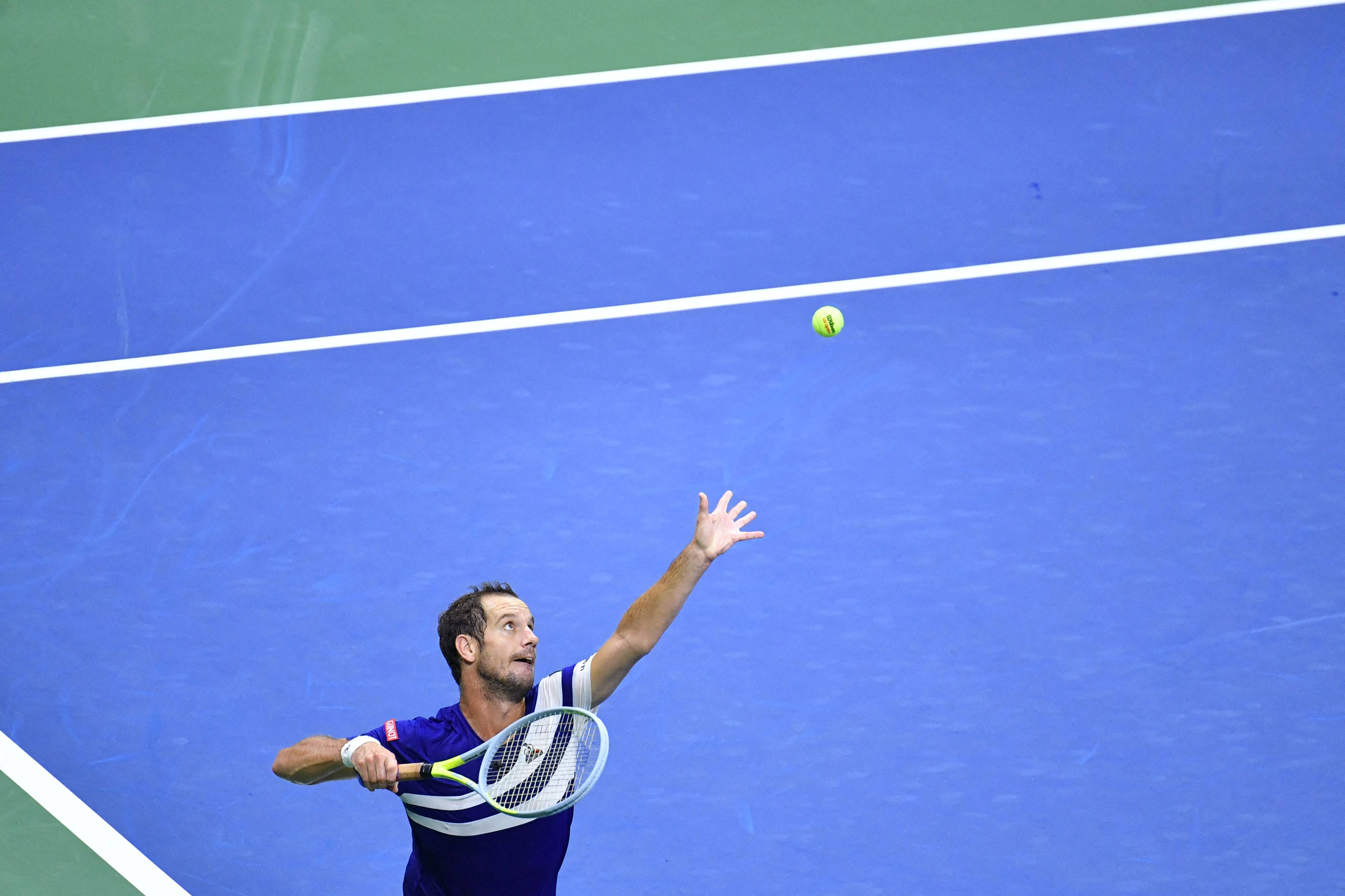 Richard Gasquet, blue shirt, bright yellow ball, 4K Desktop Wallpaper