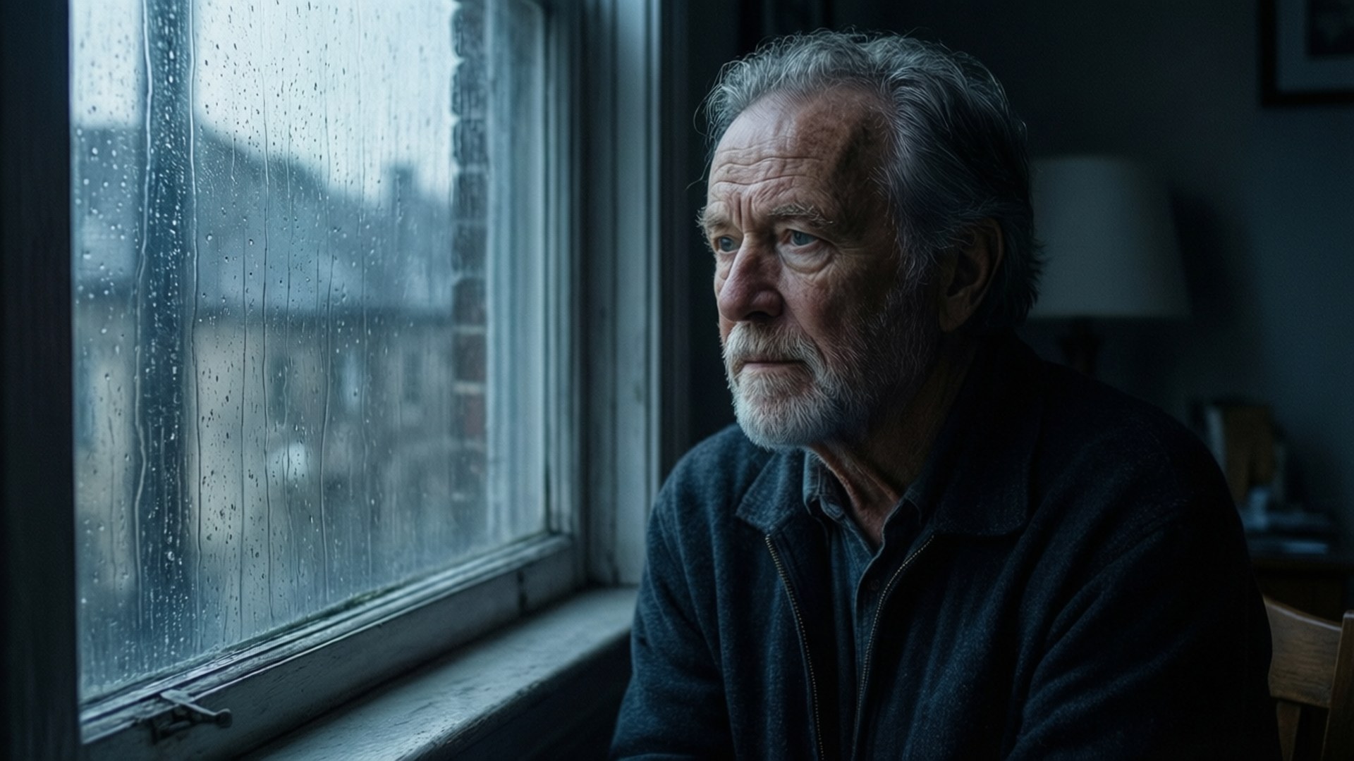 Richard Jenkins, white beard, rain-streaked window, Full HD Desktop Wallpaper