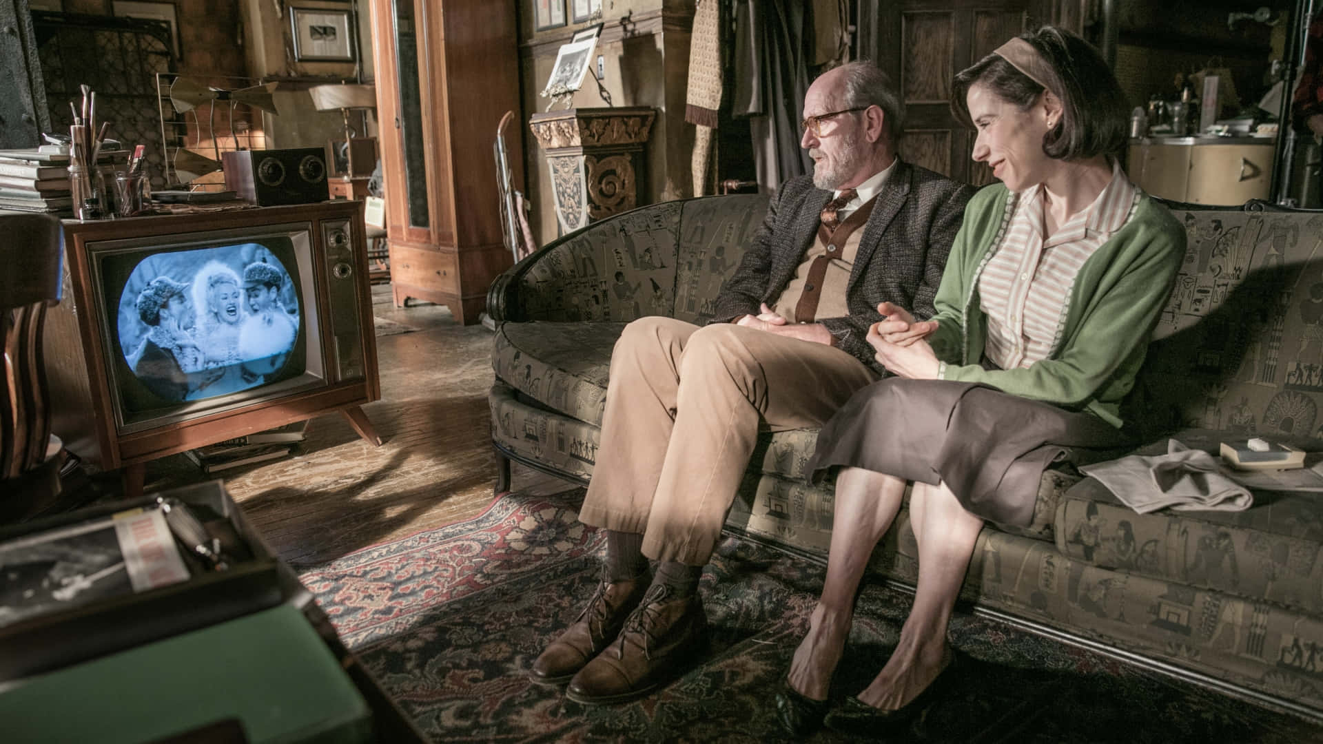 Richard Jenkins, vintage living room, patterned sofa, Full HD Desktop Wallpaper