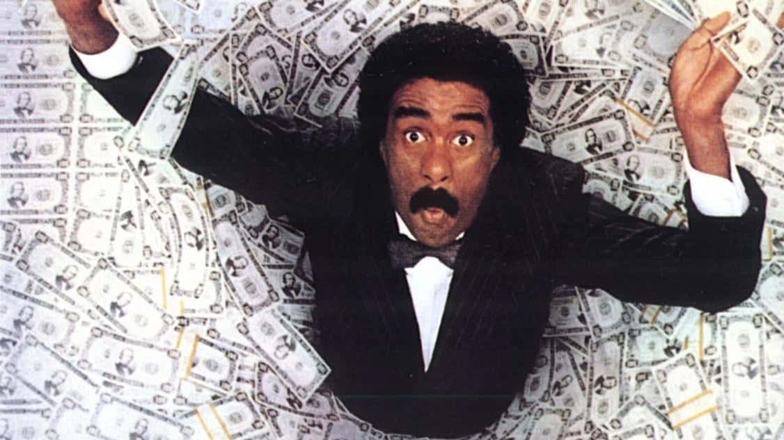 Richard Pryor, tuxedo, dollar bills, SD Desktop Wallpaper