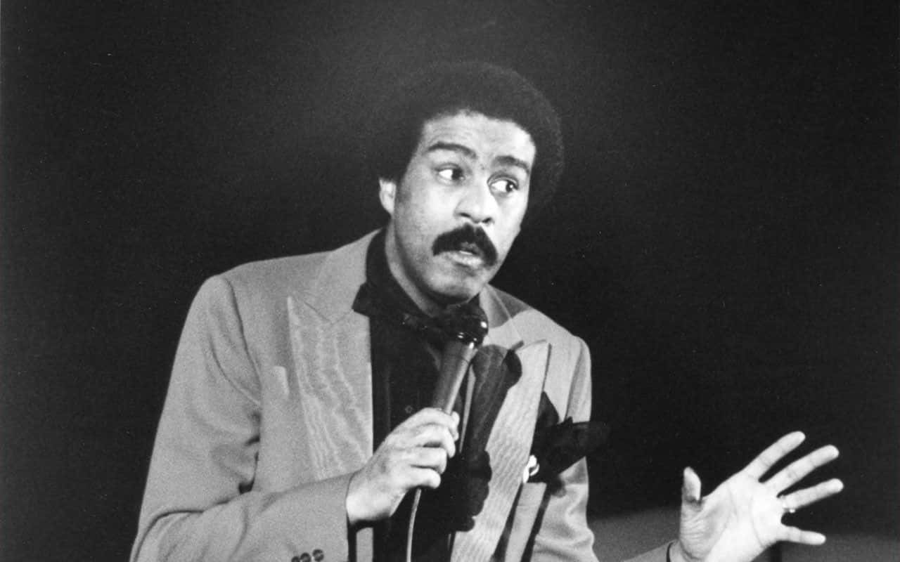 Richard Pryor, black and white photo, mustache, HD Desktop Wallpaper