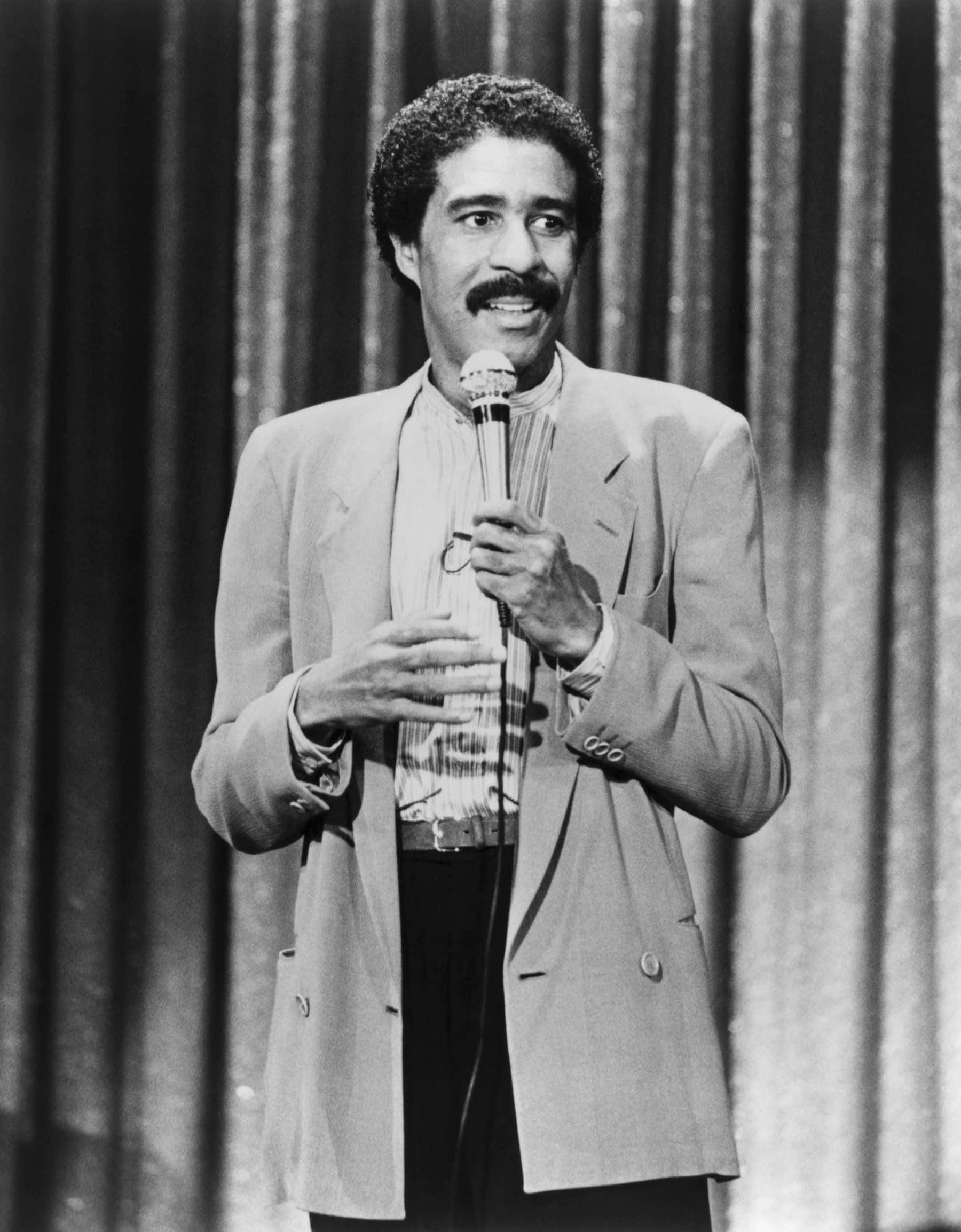 Richard Pryor, microphone, stage, Full HD Phone Wallpaper