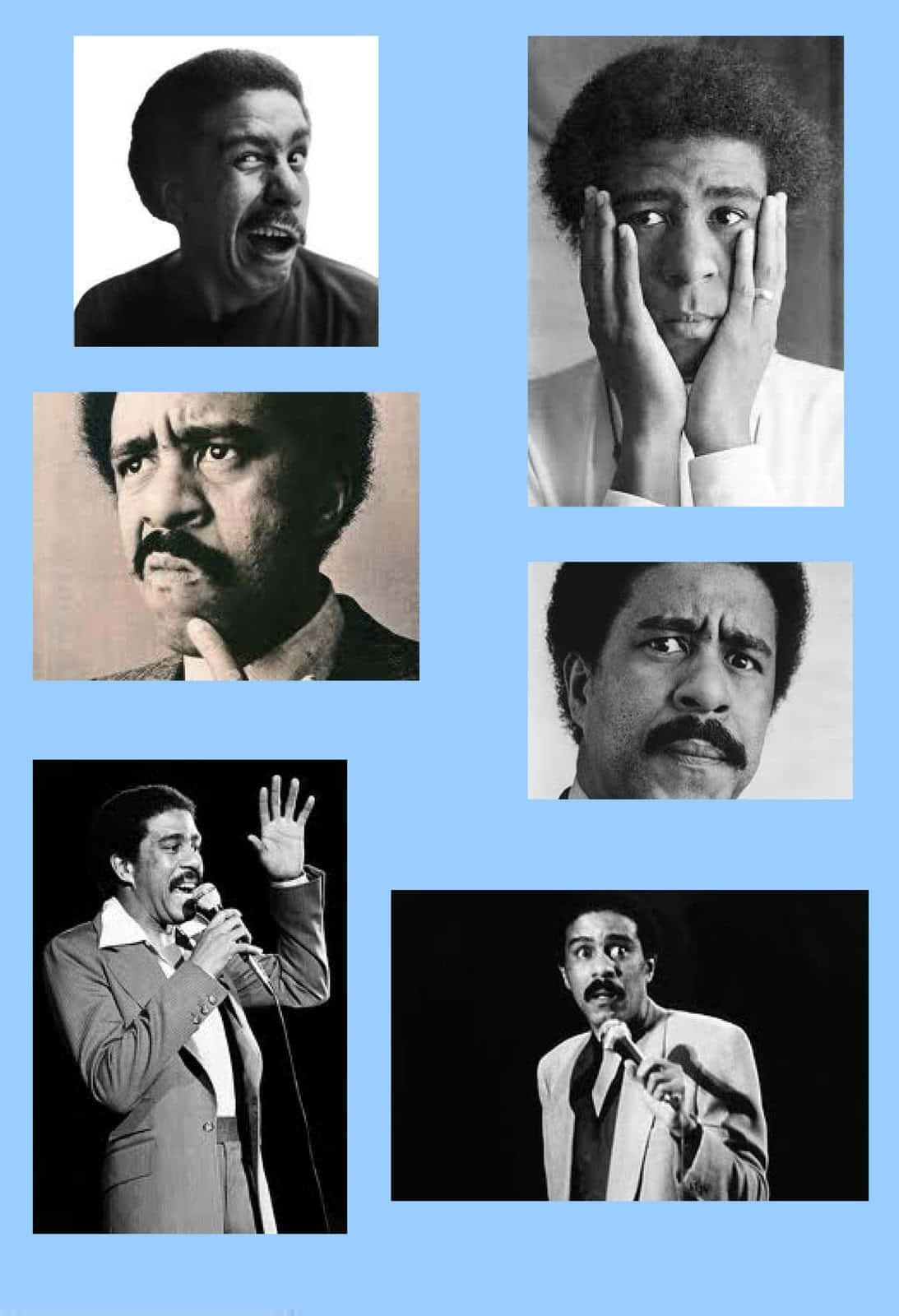 Richard Pryor, black and white portraits, intense emotions, HD Phone Wallpaper