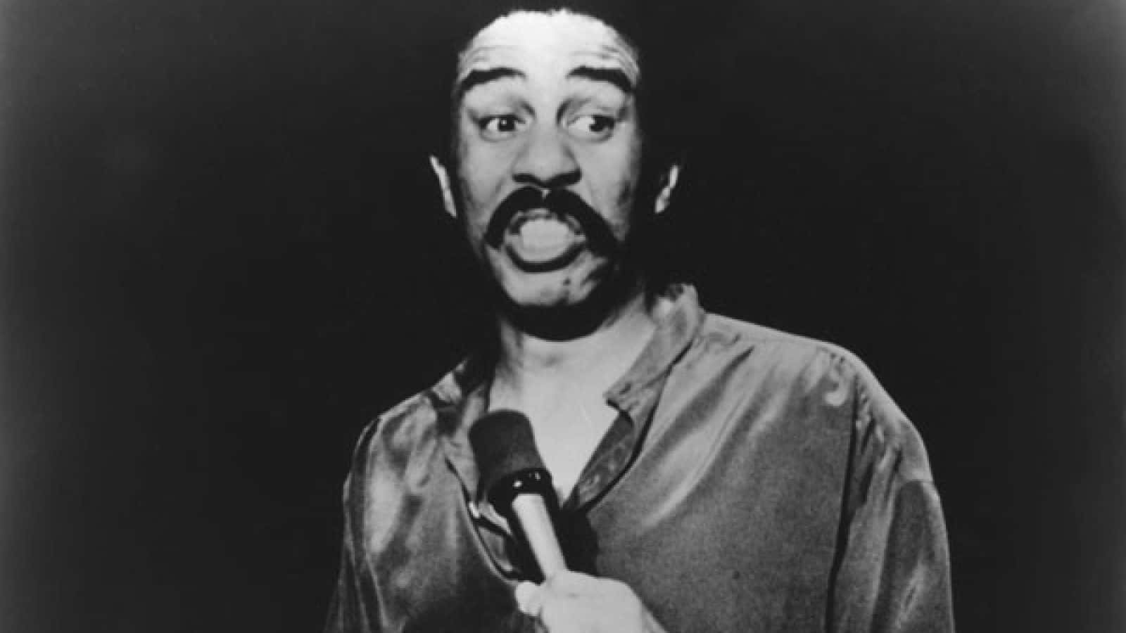 Richard Pryor, black and white portrait, mustache, HD Desktop Wallpaper