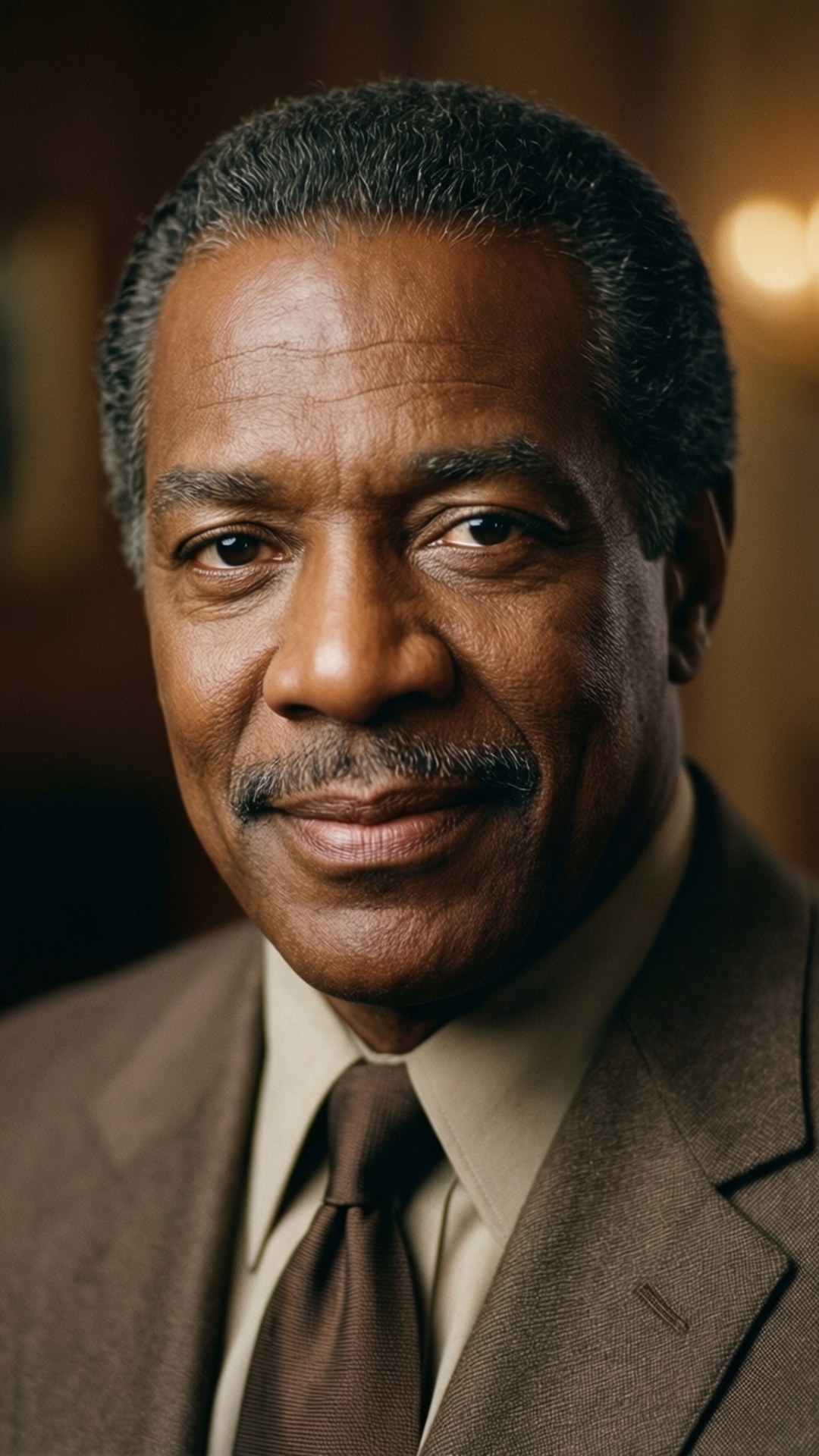 Richard Roundtree, brown suit, mustache, Full HD Phone Wallpaper