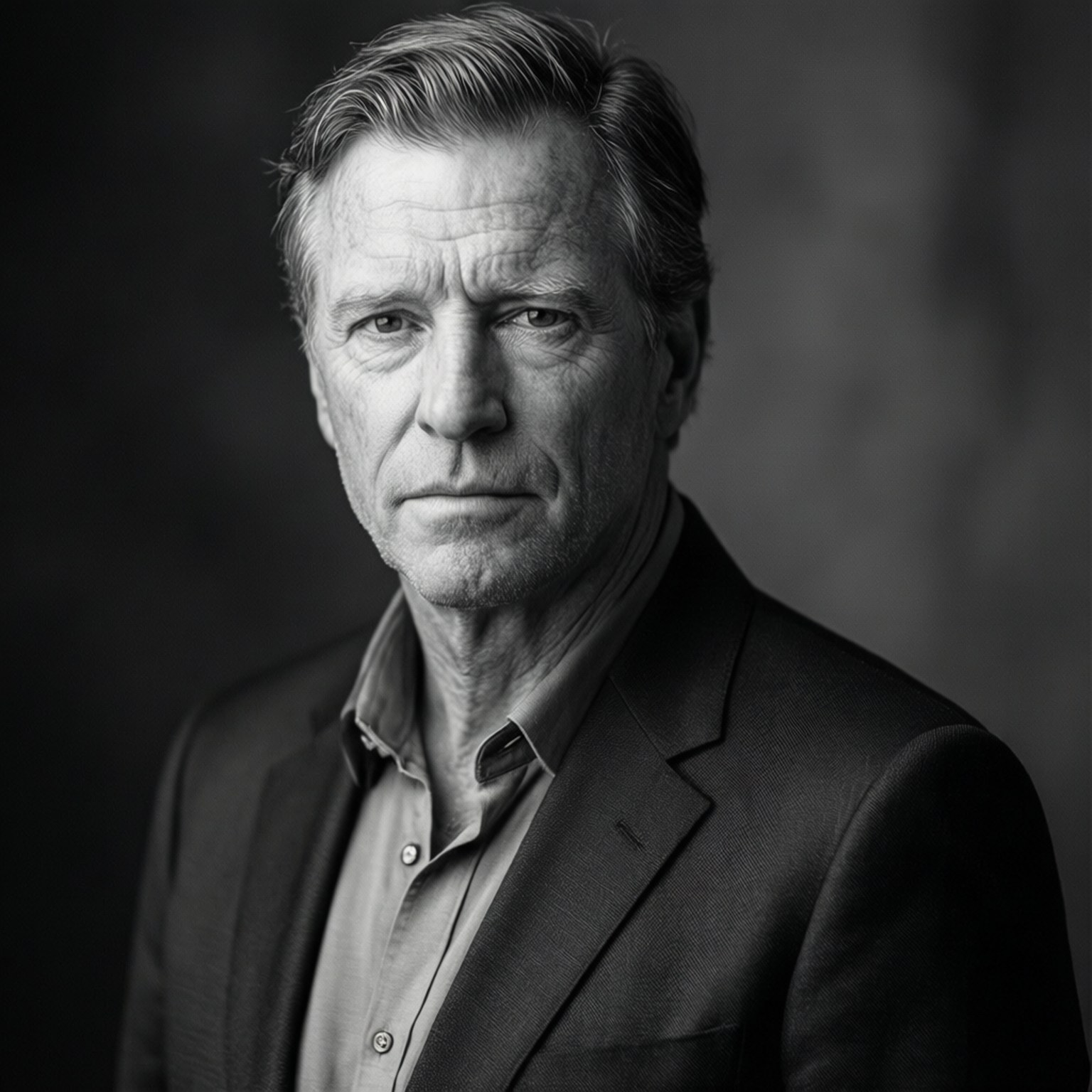 Richard Roxburgh, black and white portrait, suit, HD Desktop Wallpaper