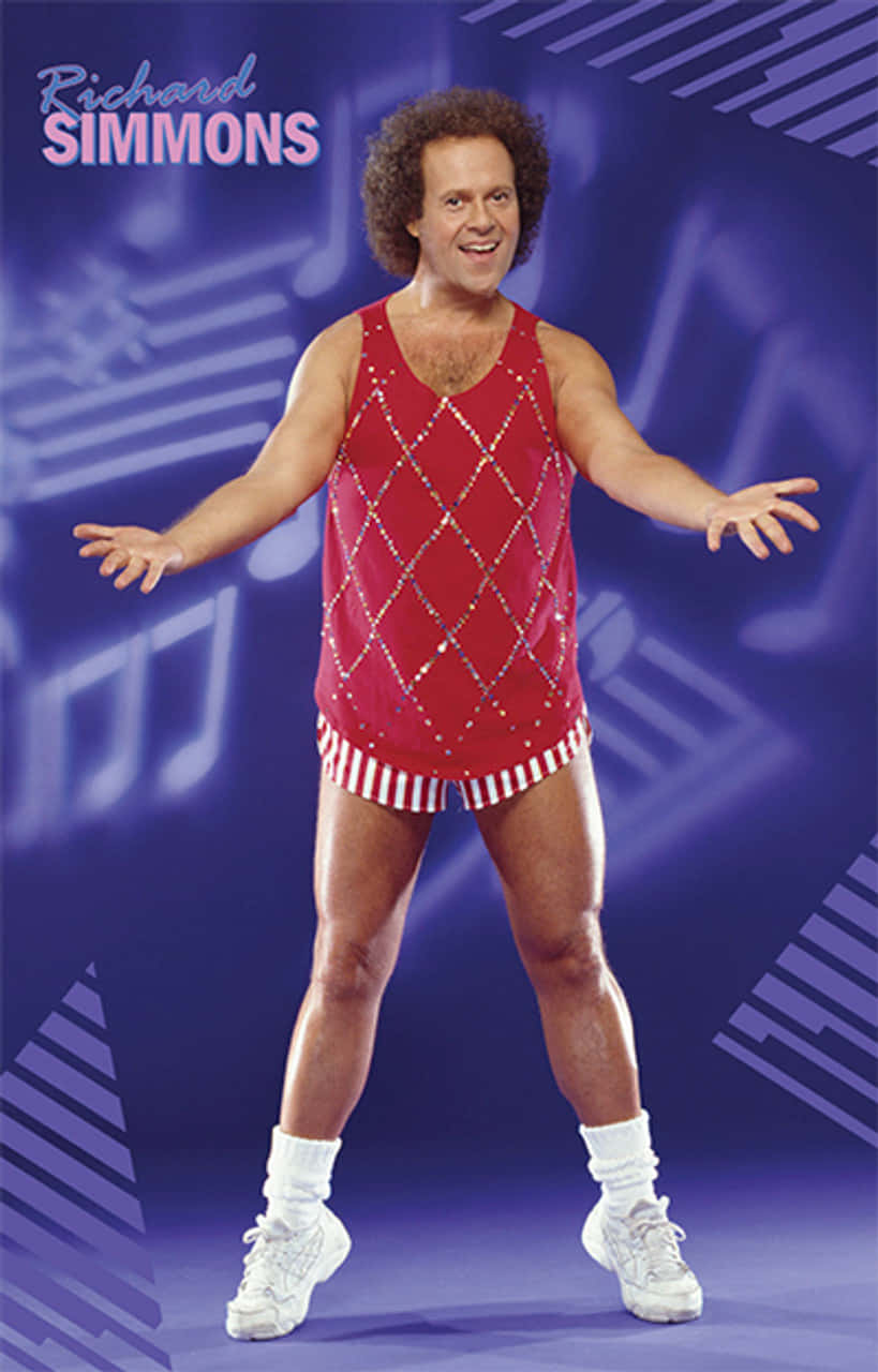 Richard Simmons, sparkly red tank top, striped shorts, HD Phone Wallpaper